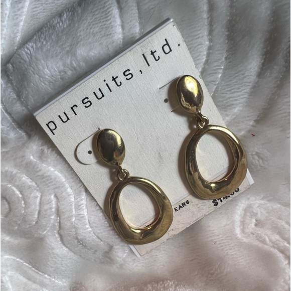 PURSUITS, LTD.💥VINTAGE~NWT💥TLRD Gold/Silver Nickel Free Pierced Earrings - Picture 3 of 4
